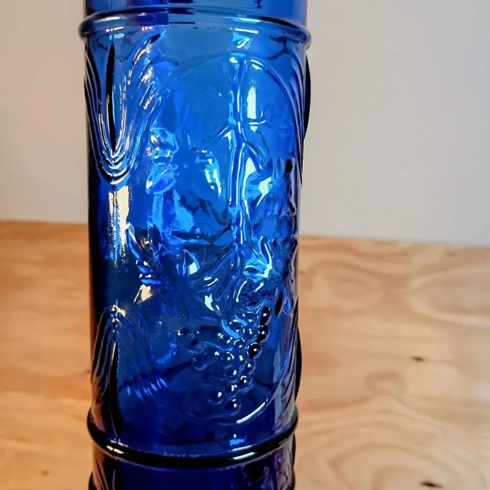 Chateau Elan Winery Cobalt Blue Glass Decanter Bottle w/ Chateau Cork Stopper